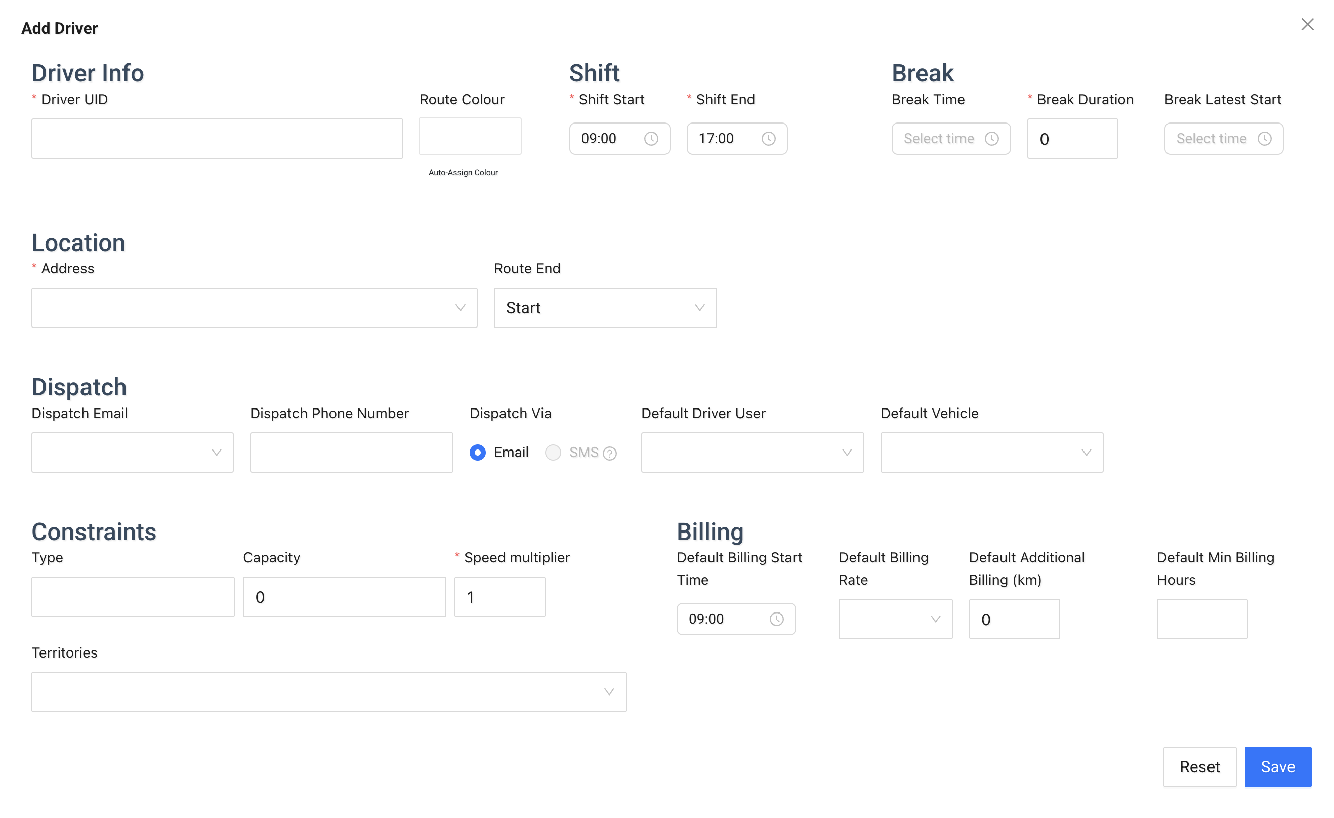 Add / Edit Driver modal