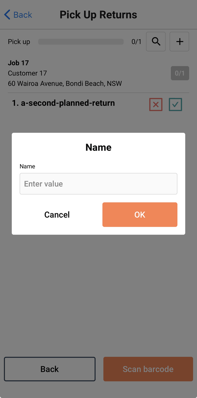 The manual entry modal behind the + button