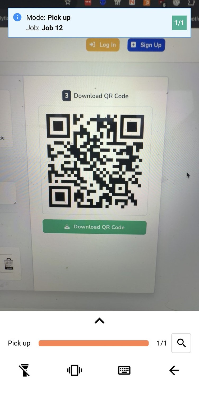 The pick-up scanner mid-job, Mode: Pick up, counter climbing
