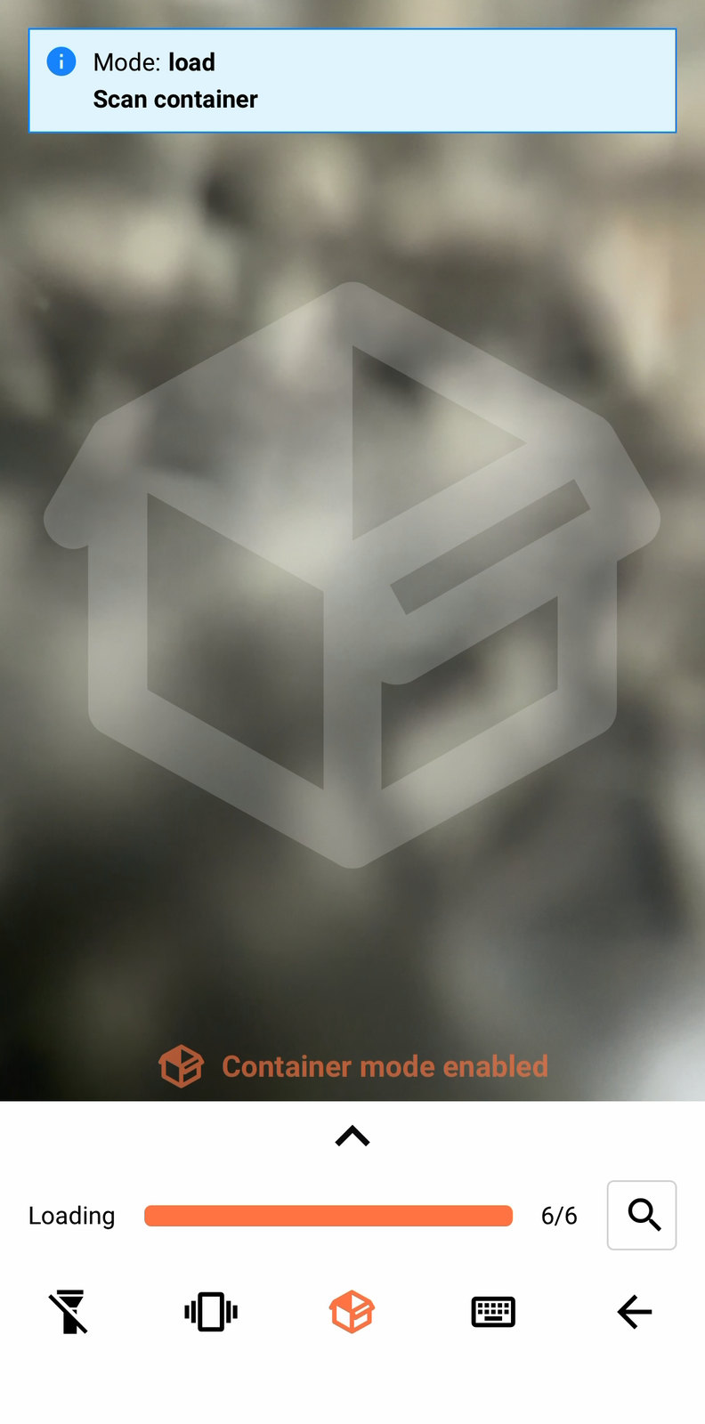 The toolbar's container mode icon
