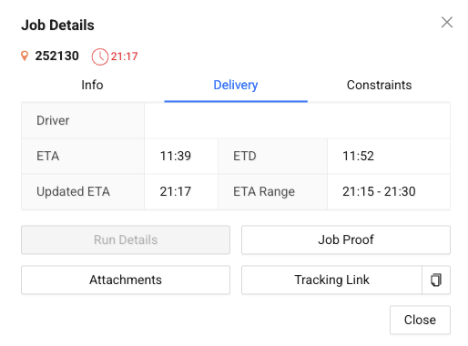 Job details info