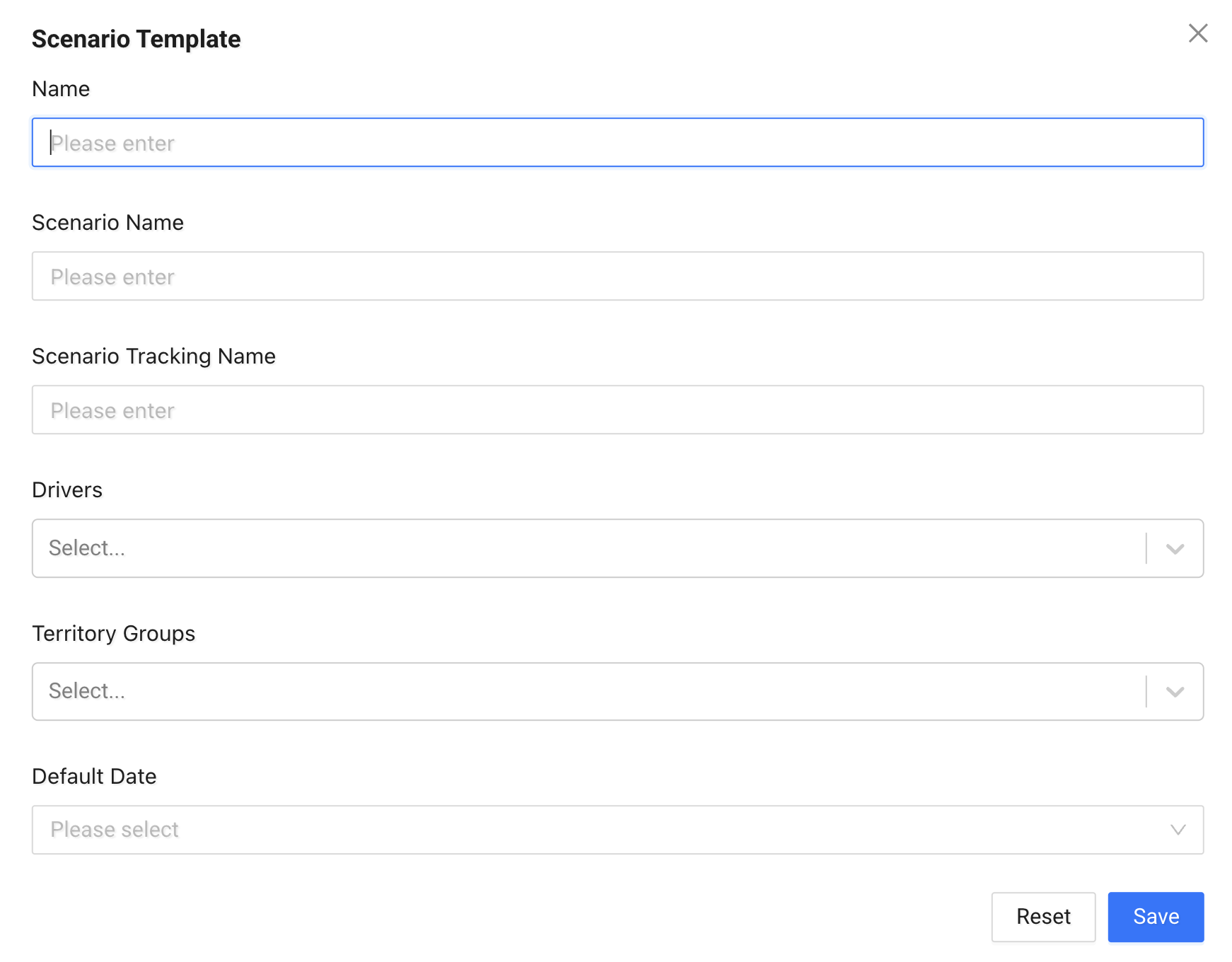 Add Scenario Template modal