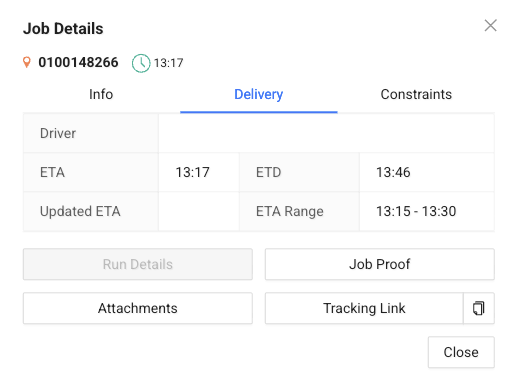 Job Details modal