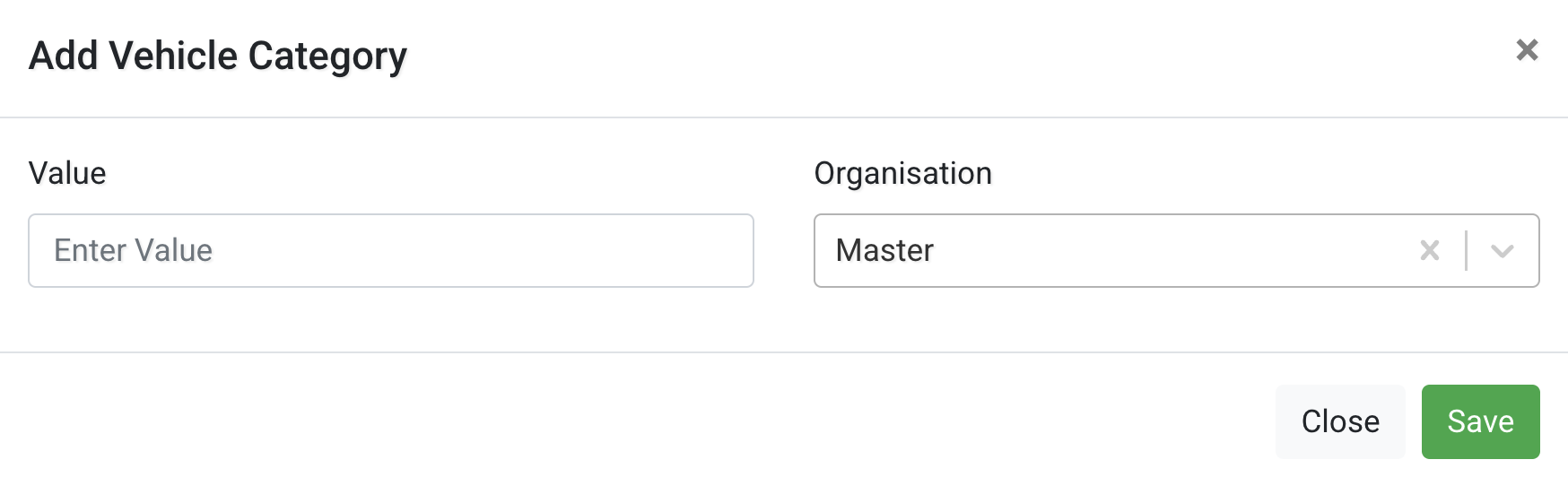 Add Vehicle Category modal